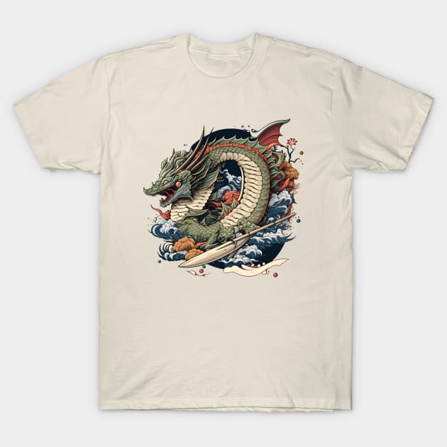 Evil Dragon Retro Japanese Anime Lover T-Shirt by Ai Wanderer